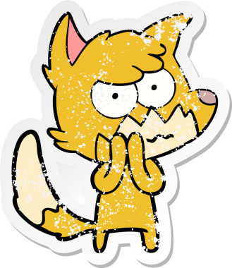 Bir insan tarafından çizilmiş, sıkıntılı bir çizgi film çıkartması.