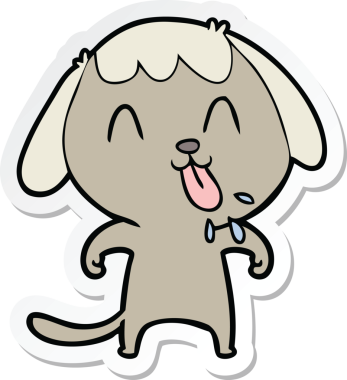 Bir insan tarafından çizilmiş şirin bir köpeğin çıkartması.