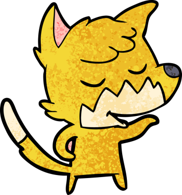 Bir insan tarafından çizilmiş dost canlısı çizgi film tilkisi