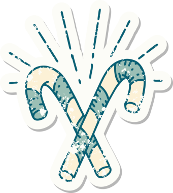 Bir insan tarafından çizilmiş eski bir dövme stili şeker kamışının etiketi.