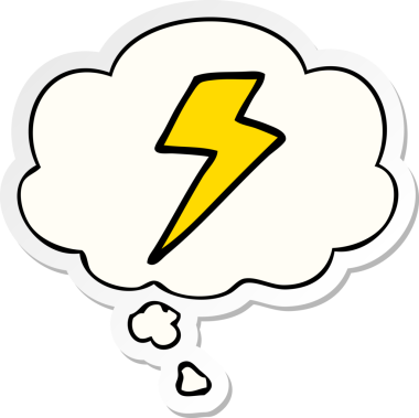 Düşünce baloncuklu karikatür yıldırımı insan tarafından çizilmiş bir çıkartma.