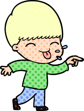 Bir insan tarafından çizilmiş mutlu çizgi film çocuğu.