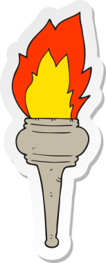 Bir insan tarafından çizilmiş yanan bir meşalenin çıkartması.