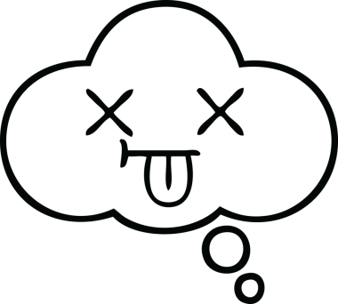 Bir insan tarafından çizilmiş bir düşünce baloncuğunun çizgi çizimi