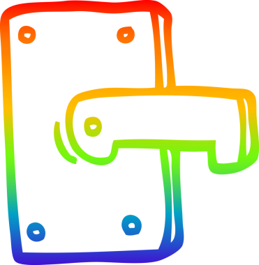 Bir insan tarafından çizilmiş metal bir kapı kolunun çizimi.