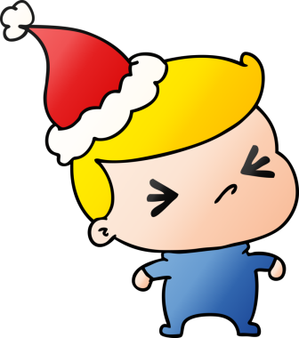 Bir insan tarafından çizilmiş Kawai çocuğunun el çizimi gradyan çizgi filmi.