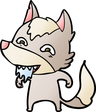 Bir insan tarafından çizilmiş aç kurt çizgi filmi.