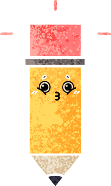 Bir insan tarafından çizilmiş bir kalemin retro çizim tarzı karikatürü