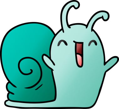 gradyan çizgi film illüstrasyonu kawaii bir insan tarafından çizilmiş mutlu sevimli salyangoz