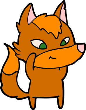 Bir insan tarafından çizilmiş tilki çizgi film karakteri