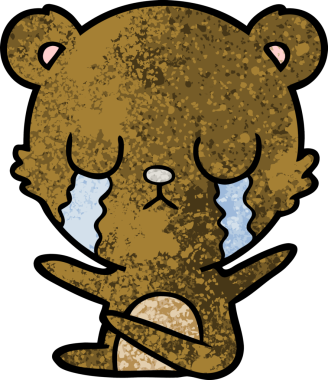 Bir insan tarafından çizilmiş ağlayan çizgi film ayısı.