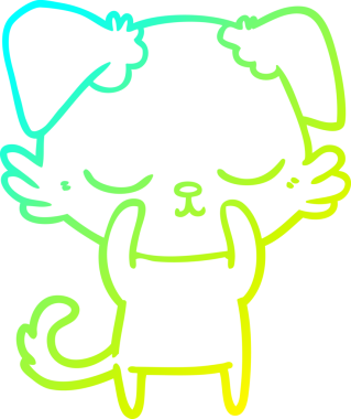 Bir insan tarafından çizilmiş şirin bir çizgi köpeğin soğuk gradyan çizgisi.