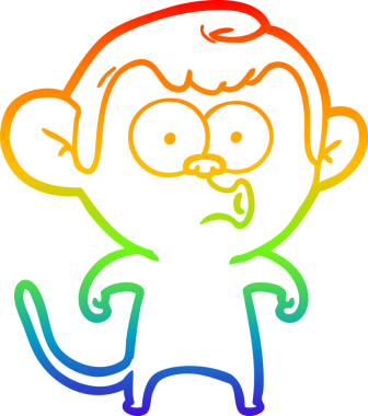 gökkuşağı gradyan çizgi çizimi bir insan tarafından çizilmiş öten maymun