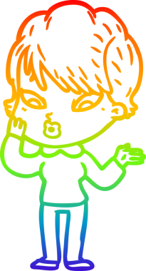 gökkuşağı gradyan çizimi bir insan tarafından çizilmiş bir karikatür kadın