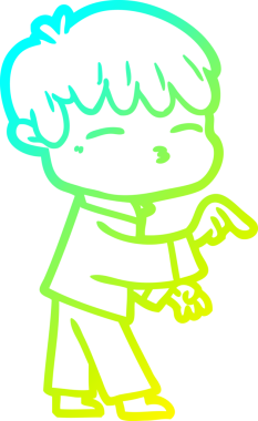 Bir çizgi film karakteri çizen soğuk gradyan bir insan tarafından çizilmiş meraklı çocuk.