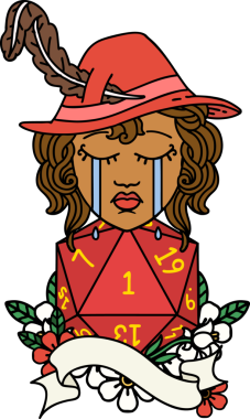 Retro Dövme Tarzı Ağlayan İnsan Ozan Doğal 1 D20 rulo Bir insan tarafından çizilmiş