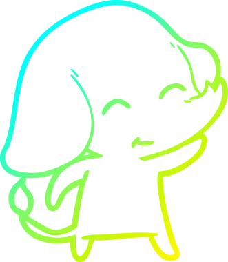 Bir insan tarafından çizilmiş şirin bir filin soğuk gradyan çizgisi