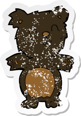 Bir insan tarafından çizilmiş şirin bir siyah ayı yavrusunun gerilmiş çıkartması.