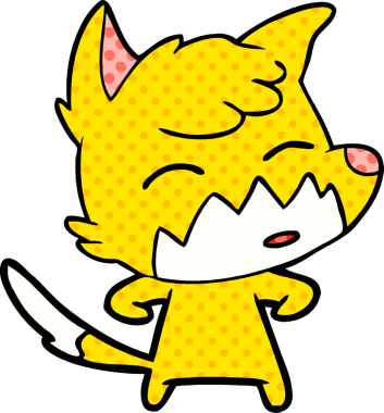 Bir insan tarafından çizilmiş tilki çizgi film karakteri