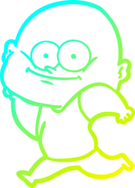 Bir insan tarafından çizilmiş, kel bir adamın soğuk çizgi çizimi.