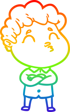 Gökkuşağı gradyan çizgi çizimi bir insan tarafından çizilen bir çizgi film adamı