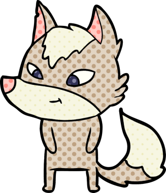 Bir insan tarafından çizilmiş dost canlısı bir kurt.