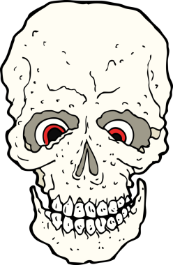 Bir insan tarafından çizilmiş ürkütücü bir kafatası.