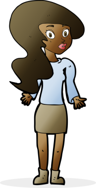 Bir insan tarafından çizilmiş omuz silken çizgi filmdeki kadın.