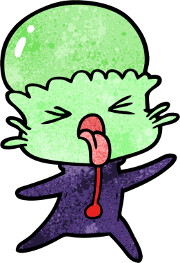 Bir insan tarafından çizilmiş garip bir uzaylı çizgi filmi.