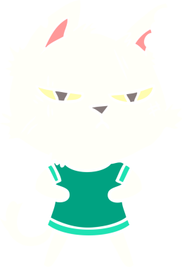 sert düz renkli çizgi film kedisi bir insan tarafından çizilmiş.