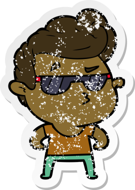 Bir insan tarafından çizilmiş havalı bir adamın sıkıntılı çıkartması.