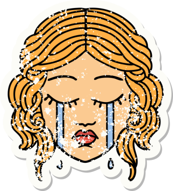 Bir insan tarafından çizilmiş, geleneksel kadın yüzü ağlama stili dövmesi.