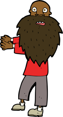 Bir insan tarafından çizilmiş sakallı yaşlı bir adam.