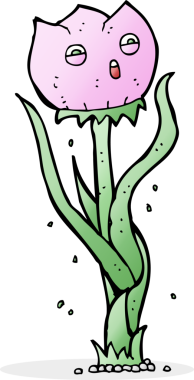 Bir insan tarafından çizilmiş karikatür çiçeği