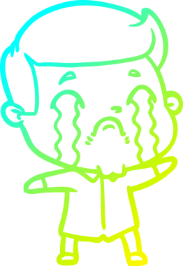 Bir insan tarafından çizilmiş ağlayan bir çizgi film karakteri çizimi.