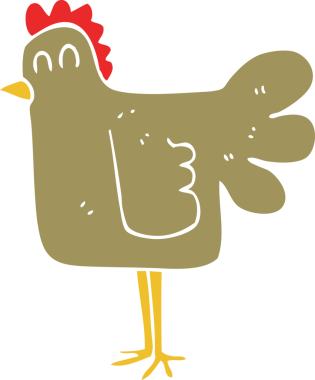 Bir insan tarafından çizilmiş tavuğun düz renk çizimi