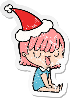 Bir insan tarafından çizilmiş Noel Baba şapkası giymiş bir kadının el yazısı.