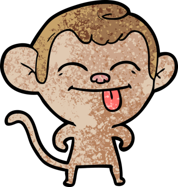 Bir insan tarafından çizilmiş komik çizgi maymun.