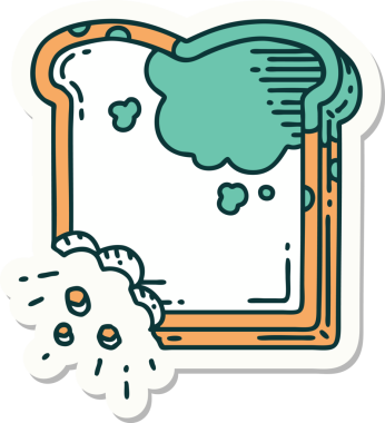 Bir insan tarafından çizilmiş geleneksel küflü ekmek stili dövme çıkartması.