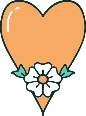 Bir insan tarafından çizilmiş kalp ve çiçeğin ikonik dövme şekli