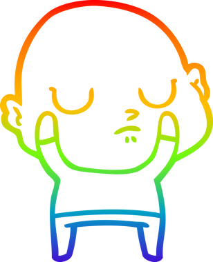 Gökkuşağı gradyan çizgisi bir insan tarafından çizilmiş kel bir adamın çizimi