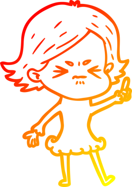 Bir insan tarafından çizilmiş kızgın bir kızın sıcak çizgi çizimi