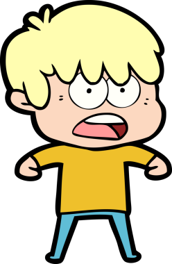 Bir insan tarafından çizilmiş endişeli çizgi film çocuğu.