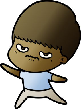 Bir insan tarafından çizilmiş kızgın bir çocuk.