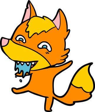 Bir insan tarafından çizilmiş tilki çizgi film karakteri