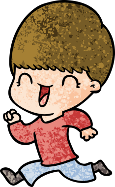 Bir insan tarafından çizilmiş mutlu çizgi film çocuğu.