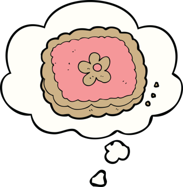 Bir insan tarafından çizilmiş düşünce balonlu bisküvi.