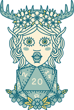 Retro Dövme Tarzı Elf Karakter Yüzü Bir İnsan Tarafından Çizildi