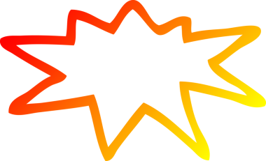 Bir insan tarafından çizilmiş bir çizgi film patlama sembolünün sıcak gradyan çizimi