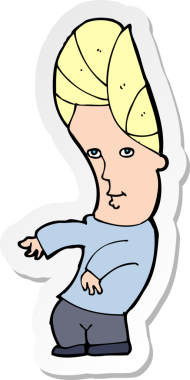 Bir insan tarafından çizilmiş tasasız bir karikatürcünün çıkartması.